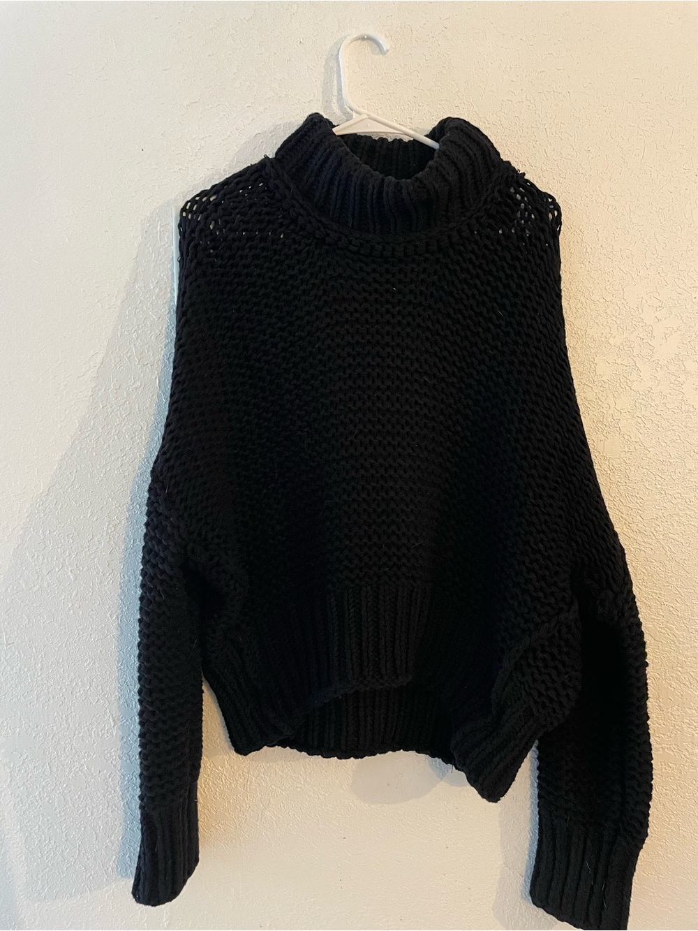 Free People Black Chunky Turtleneck Sweater